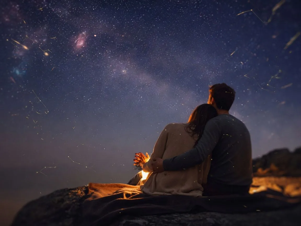Couple under starry sky representing love and relationships